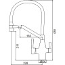 Смеситель для кухни с гибким изливом FRAP F4397-6 с подключением фильтра питьевой воды/черный